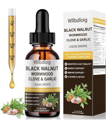 Wllbdloig Black Walnut Wormwood Tincture Rapid Gut Cleanse & Digestive Health Organic Herbal Extract 10:1 Ultra-Concentrated Liposomal Delivery (98% Absorption) 2