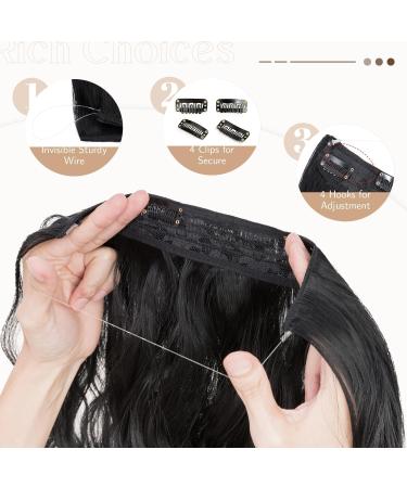 Rich Choices Secret Hair Extensions Invisible Wire Hair Extension Hair Pieces for Women Wavy Hair Extension with Wire 20 Inch Net Black 20 Inch Net Black - Buy Online on GoSupps.com