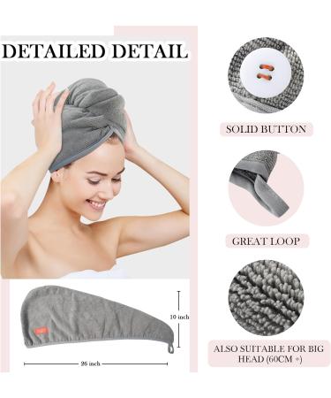 Ultra-Plush Microfiber Hair Towel Set for Women - 2 Pack Twist Turban Drying Cap in Purple Gray White & Peach - Perfect for Curly Long & Thick Hair - Buy Online on GoSupps.com