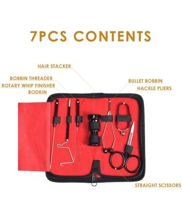 SF Fly Fishing Tying Tools Kit - 7 Pcs Gear Assortment for Bobbin, Threader, Scissors, Whip Finisher, Bodkin, Pliers & Hair Stacker - Buy Online on GoSupps.com
