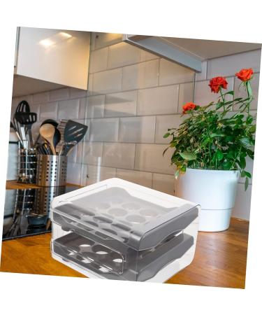 Generic Egg Storage Box Fridge Drawers Egg Tray for Home Wear-resistant Egg Drawer Organizer With Cover Grey 21.5x22.5x14cm - Buy Online on GoSupps.com