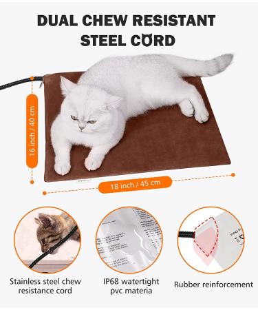 BurgeonNest Pet Heating Pad for Dogs Cats 18 x 16 Inch - Adjustable Temperature Electric Heated Pet Bed Warmer Blanket with Timer and Auto Power-Off in Khaki - Buy Online on GoSupps.com