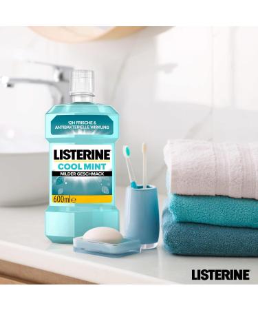Buy Listerine Cool Mint Alcohol-Free Mouthwash - Antibacterial Mild Taste 6 x 600 ml - Healthy Teeth & Fresh Breath - International Shipping Available - Buy Online on GoSupps.com