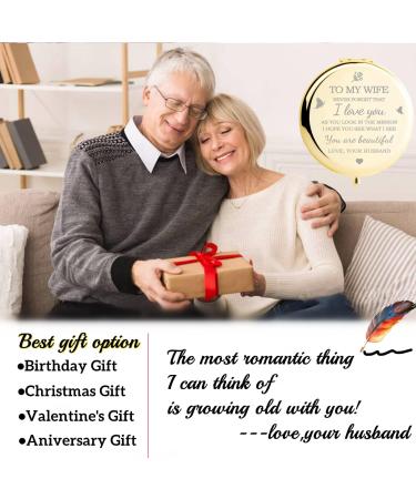 HZJ-AIGO Gifts for Wife Gifts For Her-I Love You Wife Gift Compact Mirror-Romantic Gifts for Her Birthday Wedding Anniversary Valentines Day or Christmas (Gold) - Buy Online on GoSupps.com