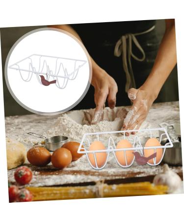 Angoily Egg Rack Egg Display Stands Fridge Containers Egg Holder Tray Eggs Refrigerator Iron Dispenser White White 18X12X5.5CM - Buy Online on GoSupps.com