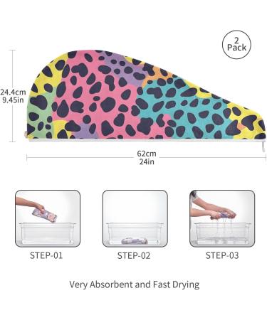 Buy Colored Leopard Hair Towels - Super Absorbent Quick Dry Hair Turbans for Women | 2 Pack - Buy Online on GoSupps.com