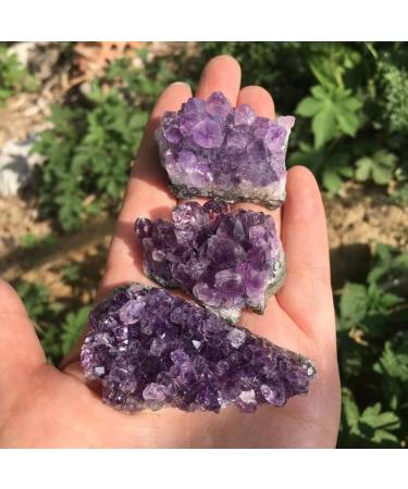 Crystal Hole Natural Crystals and Stones 3pcs Natural Raw Amethyst Quartz Purple Crystal Cluster Stones Specimen Home Decoration Crafts Decoration Ornament for Decoration Crystal Hole - Buy Online on GoSupps.com