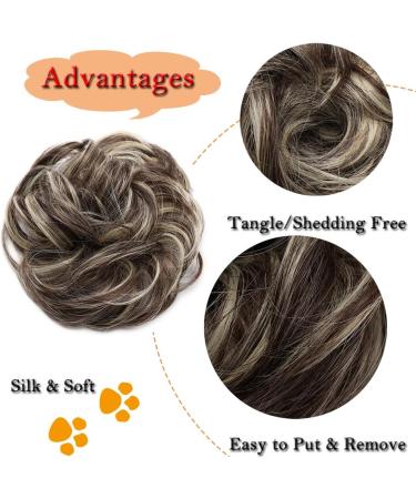 Thick Hair Donut Scrunchie Updo Hairpiece in Dark Brown & Bleach Blonde - Buy Online on GoSupps.com