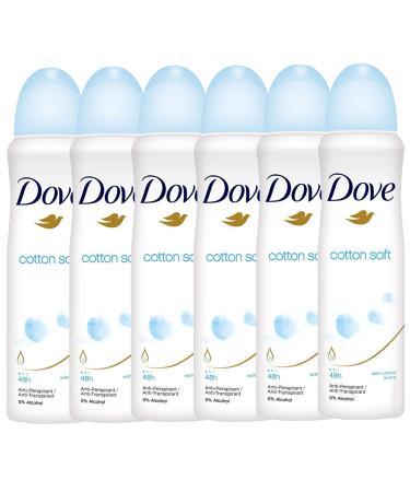 Dove Antiperspirant 48 Hours Body Spray, Cotton Soft Deodorant, 6 Packs x 150 ML / 5 Fl.Oz (International Version)