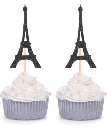 Paris Theme Cupcake Toppers Eiffel Tower Shape Party Picks Wedding Bridal Shower Decorations - 24 Couts - Black - Buy Online on GoSupps.com