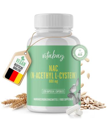 Vitabay Nac capsules n acetyl cysteh 120 capsules vegan & laboratory test-n-acetyl cysty stone NAC 600 mg-n-acetyl-l-cystein n-acetylcystein 600mg acetylcystein 600 mg NAC Supplement L Cystein L-cystones 120 pieces (1 Pack) - Buy Online on GoSupps.com