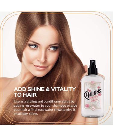Quinn's Rose Water Spray - Hydrating Facial Toner for Hair, Skin, and Face - 8 Ounce - Buy Online on GoSupps.com