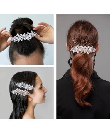 Lusofie 2Pcs Rhinestone Hair Clips Crystal Pearl Bridal Hair Clip Fancy Hair Clips Wedding Accessories Hair Barrettes for Women Girls Bridal - Buy Online on GoSupps.com