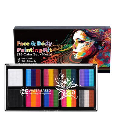 Holdes face paint set face paint and body paint set safe face and body paint kit pigment powder 26 colors for face paint kit