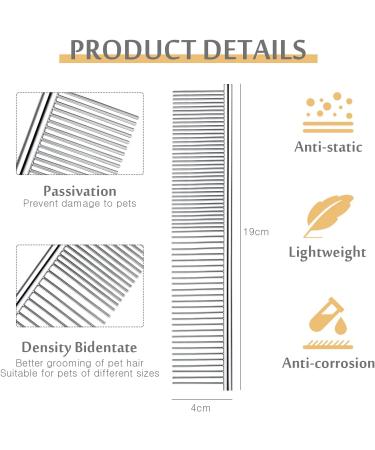 Stainless Steel Pet Comb for Dogs & Cats | Rounded Teeth | Ideal for All Fur Types | Durable & Ergonomic Design (19 x 4 cm) - Buy Online on GoSupps.com