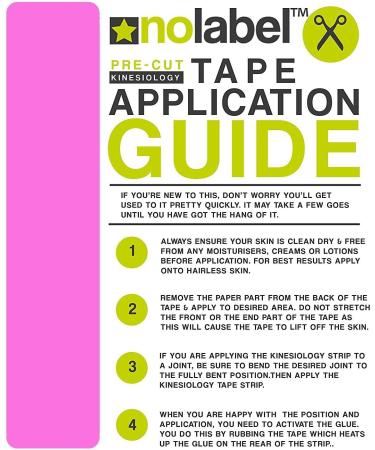NO LABEL Pink Pre-Cut Kinesiology Tape - 5m Roll for Muscle Recovery | Pink Sports, Medical, Physio Tape - Includes Free Taping Guide Ebook - Buy Online on GoSupps.com