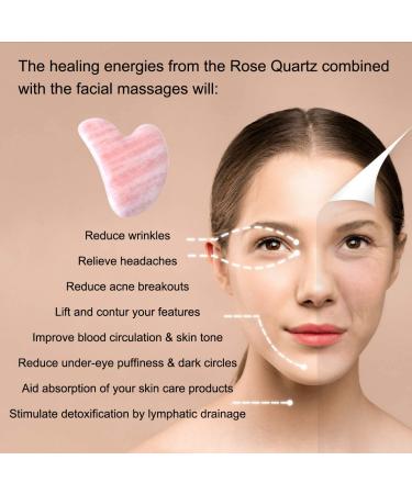 Jovivi 2 Pcs Rose Quartz Green Aventurine Gua Sha Massage Tools Set - Natural Crystal Stone Face & Body Guasha Board - Heart Shape Face Massager for Acupuncture Therapy - Buy Online on GoSupps.com