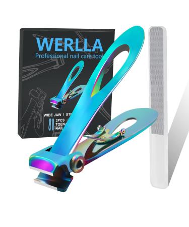 Werlla Toenail Clippers for Thick Nails  Toe Nail Clippers for Women  Long Handle Effortless 17mm Wide Jaw Opening for Men & Seniors  Extra Large Heavy Stainless Steel Nail Clippers with Color Box
