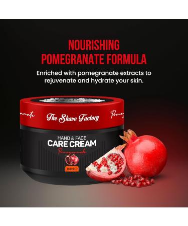 The Shave Factory Pomgranate Hand and Face Cream 300ML - Moisturizing Nourishes Dry Skin Suitable for Daily Use. Fast Absorbing For Hands and Face. Skin Care - Buy Online on GoSupps.com