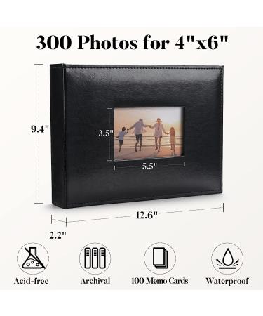 Fabmaker 4x6 Photo Album | 300 Pockets with Writing Space | Premium Leather Cover | Ideal for Family, Wedding & Travel | Black - Buy Online on GoSupps.com