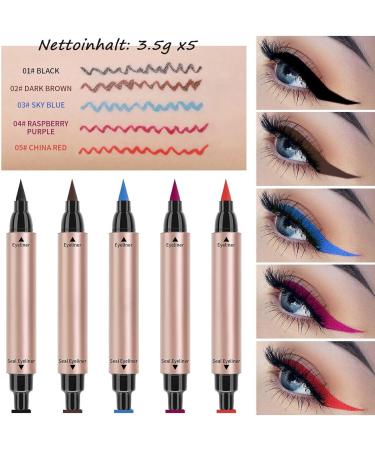 EONFAVE 2in1 Multicolor Matte Liquid Eyeliner Stamp 5 Colors Double Sided Waterproof and Durable Colorful Eyeliner - Buy Online on GoSupps.com