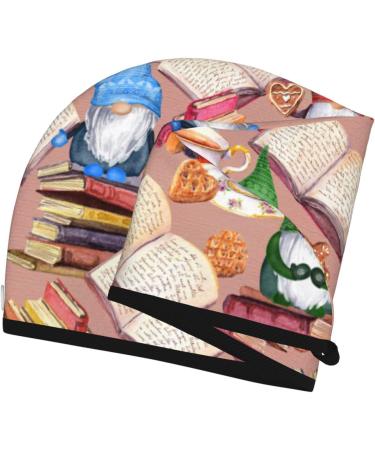 Super Absorbent Microfiber Hair Towel Wrap for Women - Gnomes Books Tea Cups Design | Quick Dry Coral Velvet for Long & Curly Hair - Buy Online on GoSupps.com