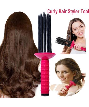 2pcs Curling Roll Comb Curly Hair Brush Air Volume Comb Hair Fluffy Curling Roll Comb 17 Teeth Round Curly Hair Comb Styler Hair Curler Curling Roller Hair Styler Comb for Women Girls 2 Pack Red - Buy Online on GoSupps.com