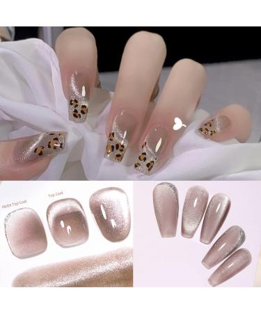 AHAMIOU Crystal Cat Eye Gel Polish Kit - Magnetic Holographic Cats Eyes Nail Polish Set with Diamond Glitter - Beige - Buy Online on GoSupps.com