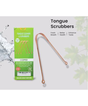 Buy Copper Tongue Cleaner Pack of 3 - Stop Bad Breath & Improve Oral Care for Adults | Metallic Tongue Scraper - Buy Online on GoSupps.com