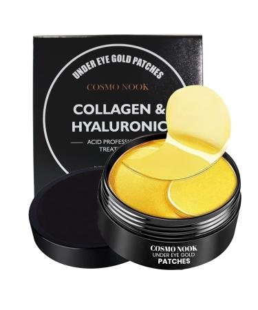24k Gold Under Eye Patches - 60 Pcs Eye Mask Pure Gold Anti-Aging Collagen Hyaluronic Acid Under Eye Mask for Removing Dark Circles Puffiness & Wrinkles Refresh Your Skin