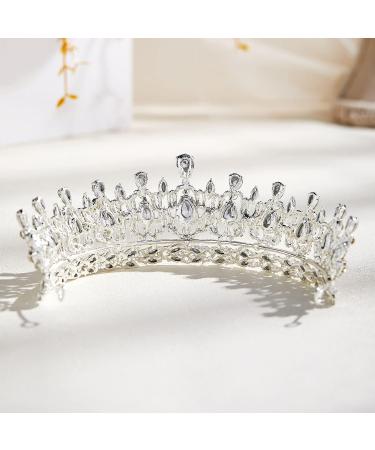 AW BRIDAL Women's Crystal Wedding Queen Crown - Silver | Headpieces for Bride, Pageant, Quinceanera, Prom - Buy Online on GoSupps.com
