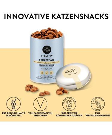 Buy Puja Katzensnack for Shiny Fur & Healthy Skin | Chicken & Salmon Treats Biotin & Omega Rich 150g - International Shipping Available - Buy Online on GoSupps.com