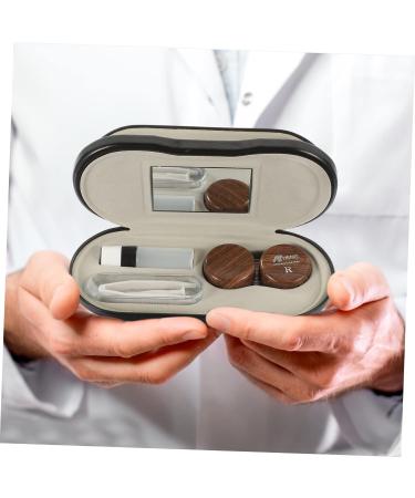 Buy Homsfou Double Purpose Glasses Case - Stylish Wood Grain Travel Case for Glasses & Contacts | Durable & Versatile - Buy Online on GoSupps.com