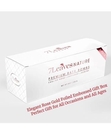 7Leaves Nature Premium Bath Bombs 3-Pack Gift Set with Lavender, Rose & Jasmine Essential Oils - Perfect for Women Mother Christmas Birthday - 6oz Each - Buy Online on GoSupps.com