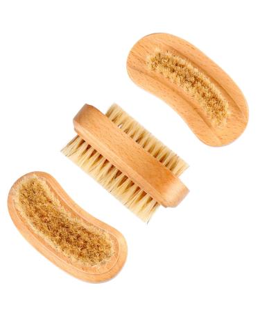 3 Pieces Natural Nail Brush Bamboo Fingernail Brushes Natural Cleaning Nail Brush Wooden Nail Scrub Brush for Manicure Pedicure Toenail Fingernail Adult Kids Supplies (Bright Color)