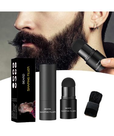 Beard Filler for Men Beard Bushy Powder Beard Shaping Filler- Black and Brown Beard Filling Pen Enhance Facial Beard Kit Mustache Repair Shape Water Proof Long Lasting Coverage (Black)