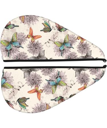 Hair Towel Wrap for Quick Drying - Button Closure Towel Turban | Flying Butterflies Design - Buy Online on GoSupps.com