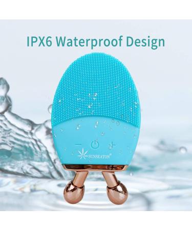 Sunseaton Sonic Face Cleaning Brush - Multifunction Silicone Electric Massager with Double Roller - Blue - Buy Online on GoSupps.com