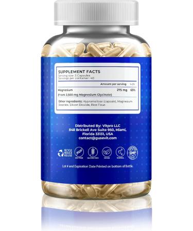 GUSEVIT Magnesium Glycinate Supplement 2500mg | High Absorption Vegan-Friendly Non-GMO Gluten & Soy Free | Premium Magnesium for Wellness & Recovery | 120 Count 40-Day Supply - Buy Online on GoSupps.com