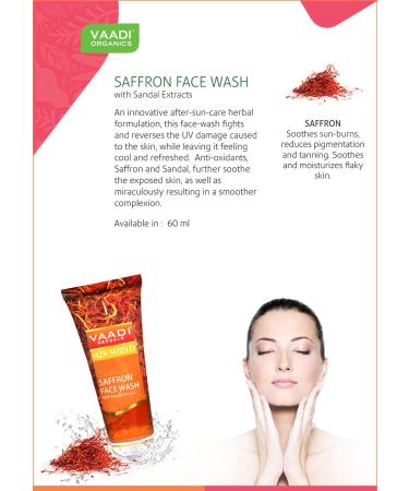 Buy Vaadi Herbals Saffron Face Wash with Sandalwood Extract - 3 Pack (2 fl. Oz Each) - Best International Shipping for Glowing Skin - Buy Online on GoSupps.com