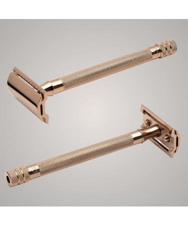 Merkur 24g Unisex Razor - Premium PVD Gold & Rose Gold Three-Part Razor for Wet Shaving - Closed Comb Brass Handle Made in Germany - Buy Online on GoSupps.com