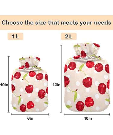 NAANLE Polka Dot Cherry Berries Heat Bottle | 2L Transparent Hot Water Bottle for Pain Relief & Therapy Large Size for Bed & Hand/Foot Use - Buy Online on GoSupps.com