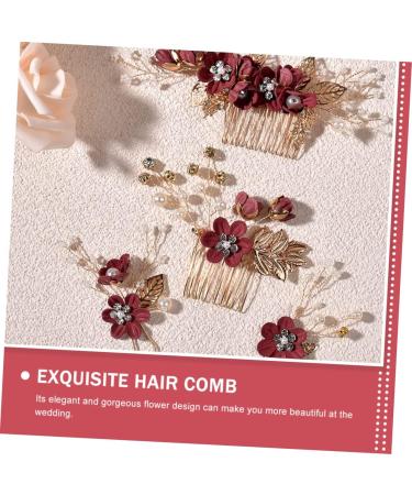 MAGICLULU 5 Sets Hairpin Wedding Hair Decoration Rhinestone Hair Clips Chinese Decor Japanese Hair Pin Rhinestone Bobby Pins Bride Hair Decor Red Women's Zinc Alloy Rhinestones Hair Comb - Buy Online on GoSupps.com