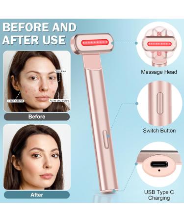 Red Light Therapy Device - 7 Colors LED Face Massager for Skin Rejuvenation Tightening & Lift - Rose Gold - Buy Online on GoSupps.com