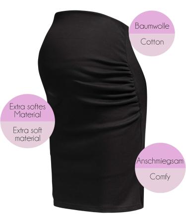 Herzmutter Maternity Skirt XL Black - Mini Length Pencil Skirt - Cotton - Double Layer Belly Panel - 6500_6600 - Buy Online on GoSupps.com