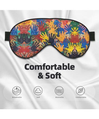 Kids Hand Print Unisex Sleep Eye Mask | Soft Comfort Eye Shade for Travel Yoga and Shift Work - Black - Buy Online on GoSupps.com