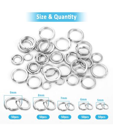 250 Pcs Stainless Steel Fishing Gap Rings - Double Snap Ring Bait Holders for Hooks (5/6/7/8/9mm) - Premium Fishing Accessories - Buy Online on GoSupps.com