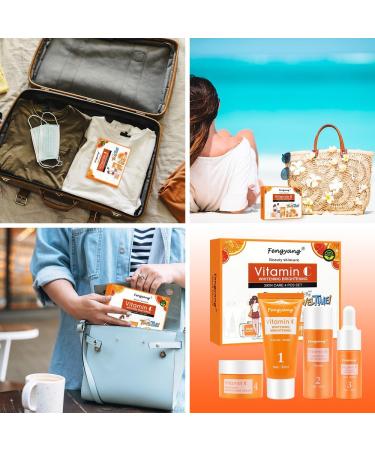 Fengyang 4 Pack Vitamin C Skin Care Set Vitamin C Skincare Set Anti-Aging Vitamin C Face Care Brightening Travel Kit Moisturize Skin - Buy Online on GoSupps.com