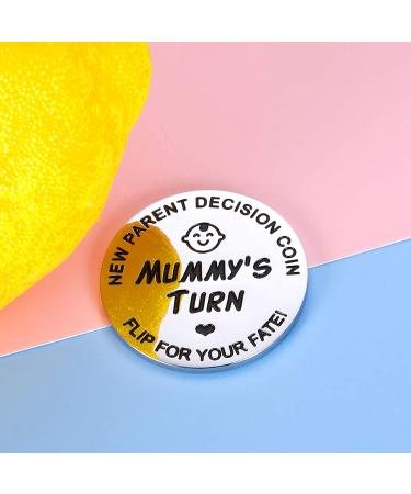 New Baby Decision Coin for Mom and Dad - Funny Pregnancy Gift for First Time Parents - Double-Sided Silver Coin for Christmas or Birthday Present - Buy Online on GoSupps.com