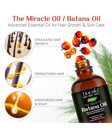 Natural Unrefined Batana Oil for Hair Growth & Nourished Scalp | Essential Hair Eyelash & Skin Care Oil - 4.04 oz - Buy Online on GoSupps.com